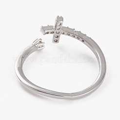 Латунные кольца из манжеты с прозрачным цирконием RJEW-C101-07