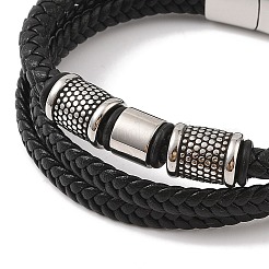 Geflochtene Mikrofaser-Leder-Mehrstrang-Armbänder&nbsp;BJEW-B096-01B