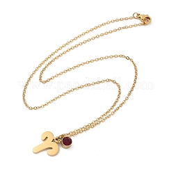 Collar con colgante de constelación de piedra de nacimiento con taladro de vidrio de acero inoxidable 304&nbsp;LS-STAS-D305-08G-A