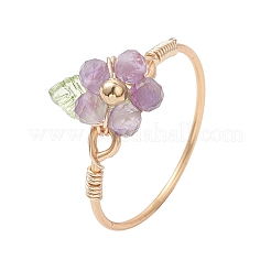 Медные кольца с драгоценными камнями&nbsp;RJEW-JR00976