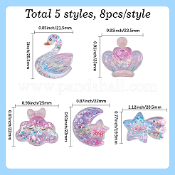 40 Stück 5 Stile transparente Harz Decoden Cabochons&nbsp;CRES-BM0001-03