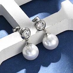 Круглые серьги-гвоздики из нержавеющей стали 304 с пластиковым жемчугом EJEW-V008-01P