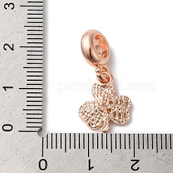 ラックメッキ合金グリーン＆ピンクエナメルヨーロピアンダングルチャーム  大きな穴のクローバーペンダント  カドミウムフリー＆ニッケルフリー＆鉛フリー  ローズゴールド  24mm  穴：5mm&nbsp;PALLOY-S189-12RG