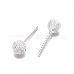 925 Kugelohrstecker aus strukturiertem Sterlingsilber&nbsp;X-EJEW-L202-004A
