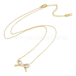 Ионное покрытие (ip) золотистый тон 304 нержавеющая сталь эмаль бант кулон ожерелья для женщин NJEW-K276-07G-01
