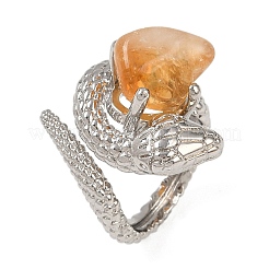 Кольца-манжеты из натурального желтого кварца змеиного цвета RJEW-K286-10P-01