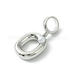 Latón chapado en estante con abalorios colgantes europeos de perlas de plástico ABS&nbsp;KK-G501-02O-P