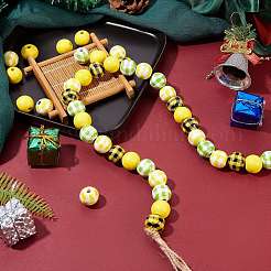 110pcs perles en bois naturel peintes&nbsp;sgWOOD-SZ0001-09