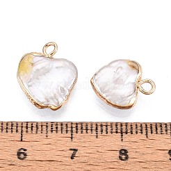 Подвески в форме сердца из натурального жемчуга кеши с гальваническим покрытием&nbsp;LS-PEAR-P004-25KCG-01