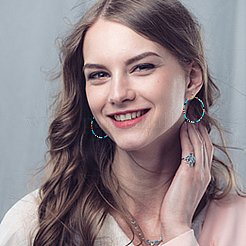 4 пара двухцветных серег-колец в стиле бохо с бисером Миюки EJEW-FI0001-83