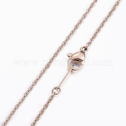 304ステンレススチールチェーンネックレス  カニカン付き  ストリップ  ローズゴールド  28.7インチ（73cm）  1.5mm&nbsp;NJEW-E109-04RG