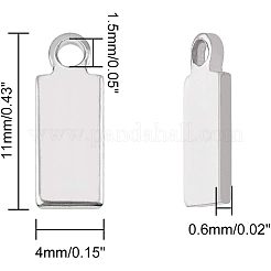 304ステンレススチール製刻印入りブランクタグチャーム  長方形  ステンレス鋼色  11x4x1mm  穴：1.5mm&nbsp;STAS-UN0002-83P