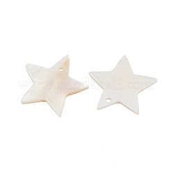 マザーオブパールシェルペンダント  スター  18~19.5x18~19.5x2mm  穴：1.5mm&nbsp;X-SHEL-K005-01