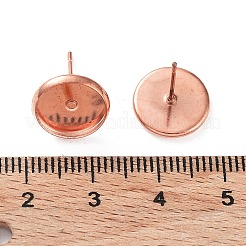 真鍮のスタッドのピアスのセッティング  ローズゴールド  トレイ：10mm  12x0.8mm&nbsp;KK-H021-1RG
