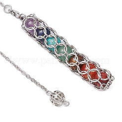 7 чакра круглая лозоходная маятниковая подвеска из натурального аметиста PALLOY-JF03658-01