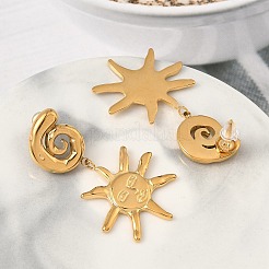 Серьги-гвоздики в форме солнца из нержавеющей стали 304&nbsp;EJEW-K268-69G