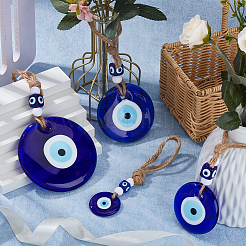 4 шт. 4 стиля плоский круглый с злыми глазами ручная работа лэмпворк подвеска украшение HJEW-FH0001-68