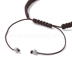 Браслеты из круглых бусин из лавы и дерева&nbsp;BJEW-JB10991