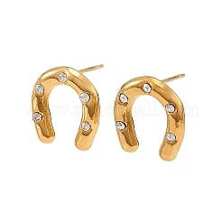 Orecchini a lobo da donna in acciaio inossidabile 304 con pavé di zirconi cubici.&nbsp;SA-CBAF36C-03G
