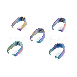 ラックメッキ 304 ステンレススチール スナップオンベイル  虹色  7x3mm  ピン：0.6mm&nbsp;STAS-B027-03MC-01