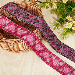 Жаккардовые ленты из полиэстера с цветочным узором в этническом стиле DIY-WH0656-62