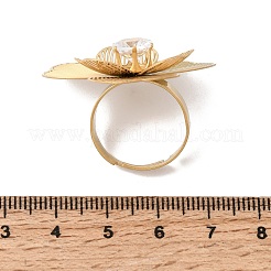 Anillos ajustables tipo brazalete de acero inoxidable 201 con circonita cúbica individual engastada para mujer.&nbsp;RJEW-K318-02A-G