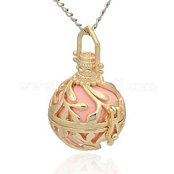 Золотой тон латунь полые круглые подвески KK-J236-08G