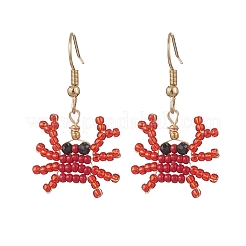 Серьги-гвоздики с подвесками из натуральной черной шпинели в форме краба&nbsp;EJEW-MZ00641