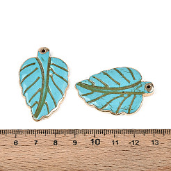 Подвески из окрашенных синтетических листьев бирюзы&nbsp;TURQ-T004-29A