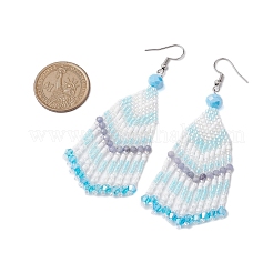 Женские серьги с кисточками и стеклянными бусинами EJEW-MZ00202