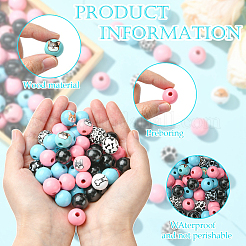 Наборы для самостоятельного изготовления круглых деревянных бусин и джутового шнура для подвесок&nbsp;DIY-YW0010-83