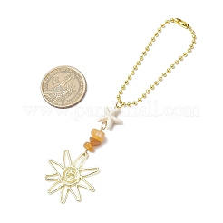 Подвеска из сплава цветов и синтетической бирюзы в виде морской звезды HJEW-JM03241