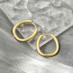 Серьги-кольца Huggie Oval с вакуумным покрытием PVD 202 из нержавеющей стали&nbsp;EJEW-H003-07G-06