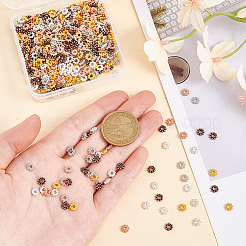 5色合金デイジースペーサービーズ500個  花  ジュエリー製造用品の金属パーツ  ミックスカラー  5x1.5mm  穴：1.8mm  100個/カラー&nbsp;TIBEB-GO0001-05