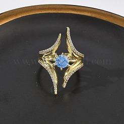 Offene Manschettenringe aus Messing mit Mikropavé und Zirkonia für Damen&nbsp;RJEW-L343-09G-02