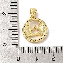 Colgantes de circonita cúbica con micropavé de latón con tema del zodíaco&nbsp;KK-M273-05E-G