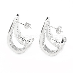 Boucles d'oreilles triangle en zircone cubique transparente&nbsp;EJEW-L231-74P