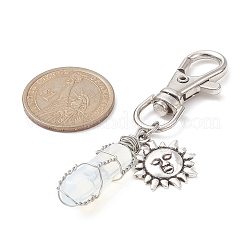 Украшения с подвесками в виде пули из смешанных драгоценных камней в проволочной обертке HJEW-JM01061