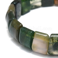 Прямоугольный эластичный браслет из бисера из натурального индийского агата BJEW-E379-01C