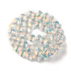 透明電気めっきガラス ビーズ 連売り  ABカラーメッキ  ハート  クリアAB  12x13x7mm  穴：1mm  約55個/連  25.51''（64.8センチメートル）&nbsp;EGLA-P050-AB02