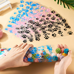 60 шт. 3-цветные прямоугольные целлофановые пакеты для хранения конфет с принтом лапы&nbsp;ABAG-TA0001-74