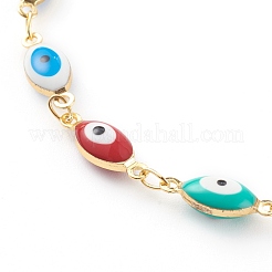 Bracciali con catena a maglie malocchio smaltato in ottone&nbsp;BJEW-JB06106