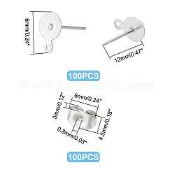 Фурнитура для сережек-гвоздиков из нержавеющей стали 304 STAS-UN0007-12P