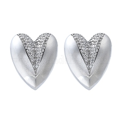 Женские серьги-гвоздики из латуни с микропаве и прозрачным кубическим цирконием EJEW-F363-06P