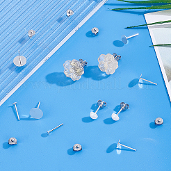 925 серебряная фурнитура для плоских серег-пусетов&nbsp;STER-PH0002-77