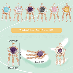 6шт 6 цвета латунные микропаве прозрачные кубические циркониевые подвески ZIRC-GA0001-09
