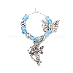 5 шт. подвески для бокалов из сплава морских животных AJEW-JO00260