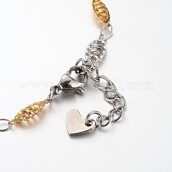 304ステンレススチールチャームブレスレット  アクリルパールとカニカン付き  ミックスカラー  6-1/2インチ（165mm）  4mm&nbsp;STAS-O054-34
