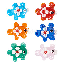 6 шт. 6-х цветные бусин-лэмпворк ручной работы с выпуклыми бусинами&nbsp;LAMP-TA0001-45