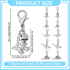 60 pendentif dinosaure en alliage de style tibétain&nbsp;HJEW-HY0001-26